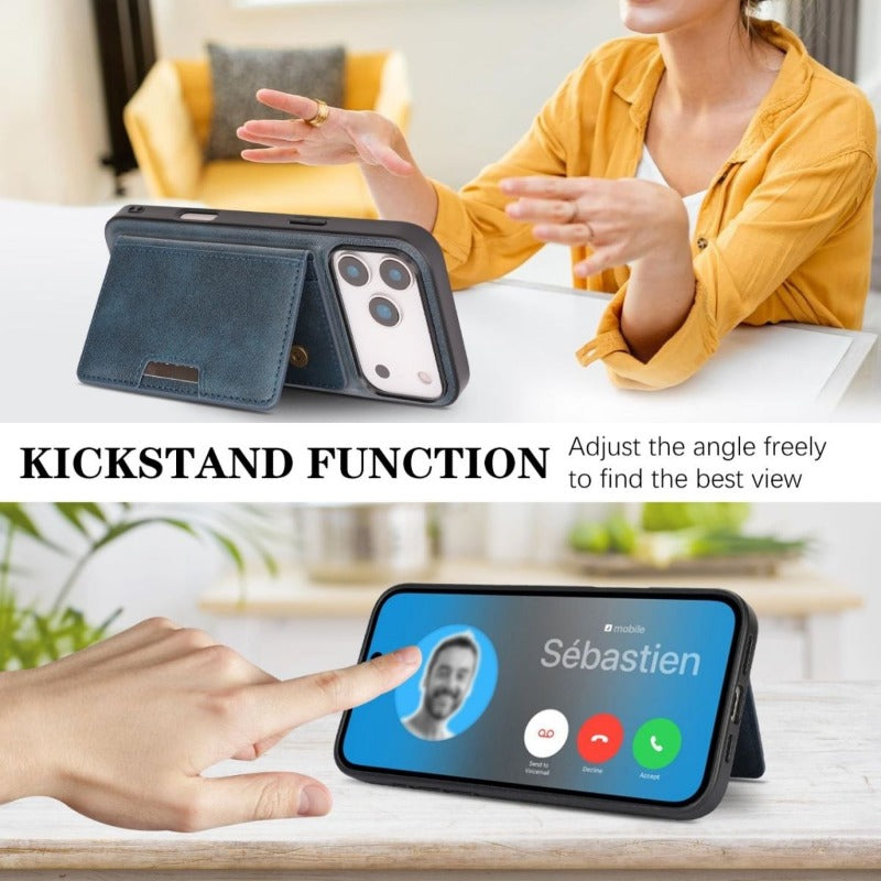 Card Holder Integrated Magnetic Phone Case For iPhone