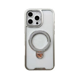 Electroplating Transparent Folding Bracket Mobile Phone Case For iPhone