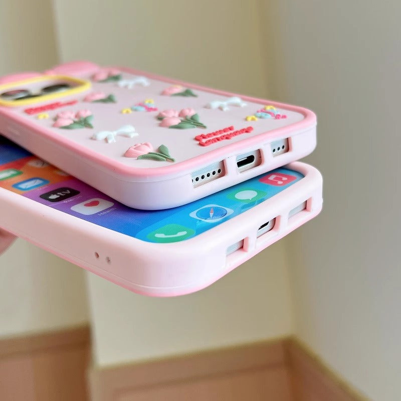 Tulip Silicone Phone Case with Lanyard For iPhone