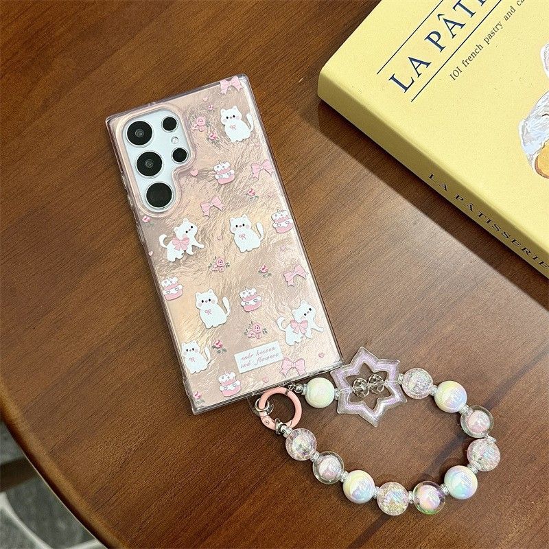 Floral White Cat Phone Case For Samsung