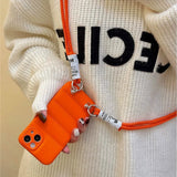 Crossbody Necklace Strap Lanyard Down Jacket Silicone Soft Phone Case For iPhone