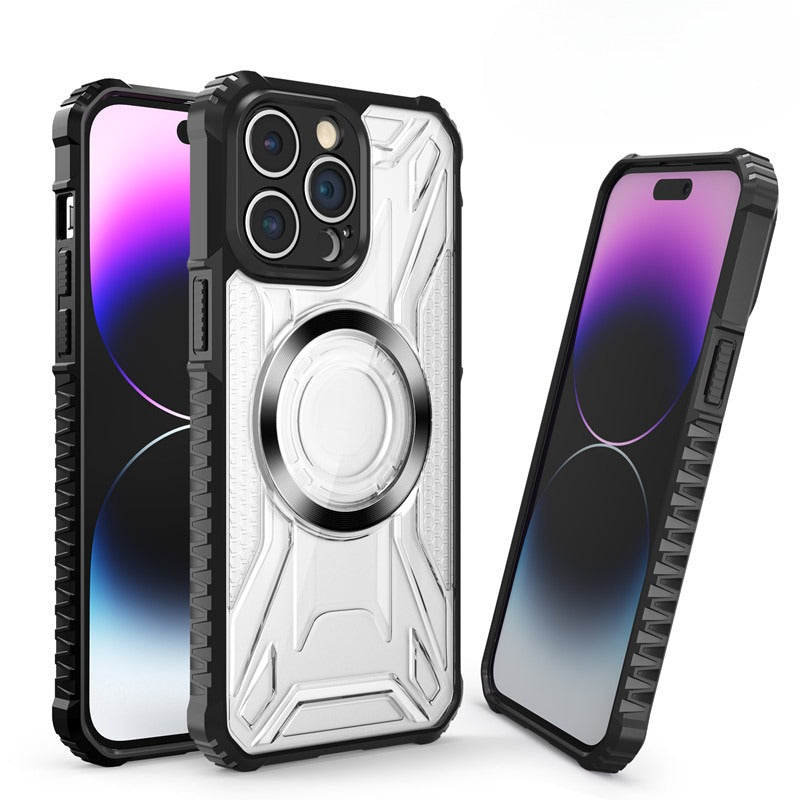 Airbag Thickened Silicone Anti-fall Transparent Magnetic Phone Case For iPhone