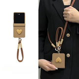 Heart-shaped Crossbody Phone Case with Carrying Strap For Samsung Z Flip 7 6 5