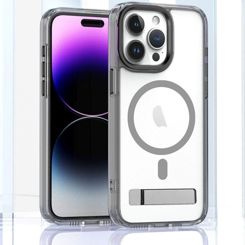 Transparent Magnetic Wireless Charging Case With Stand For iPhone