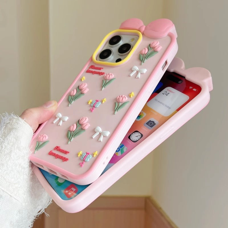 Tulip Silicone Phone Case with Lanyard For iPhone