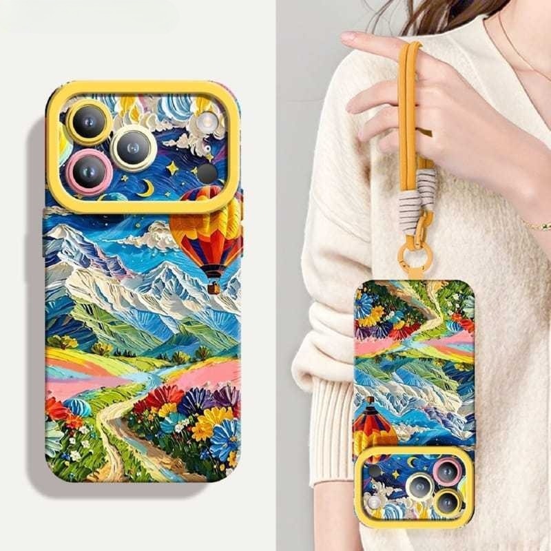 Flower Sea Soft Lanyard Phone Case For iPhone