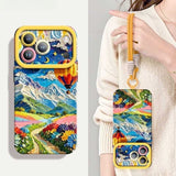 Flower Sea Soft Lanyard Phone Case For iPhone