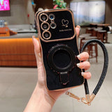 Electroplated Wave Double Heart Large Window Phone Case For Samsung