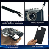 3D Vintage Camera Leather Case with Neck Lanyard For iPhone