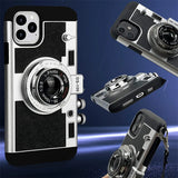 3D Vintage Camera Leather Case with Neck Lanyard For iPhone