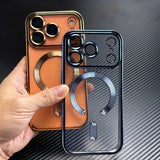 Electroplated Soft TPU Clear Magnetic Phone Case For  iPhone