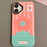 Striped Flower Magnetic Phone Case For iPhone