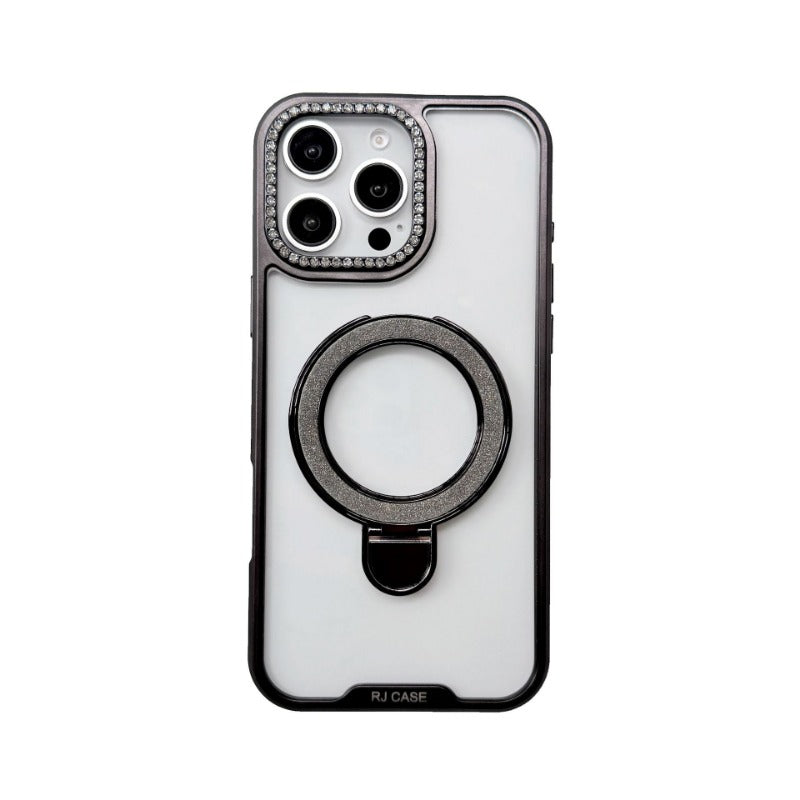 Electroplating Transparent Folding Bracket Mobile Phone Case For iPhone