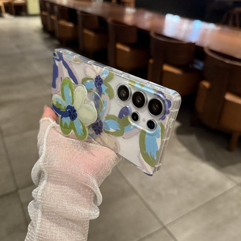 Graffiti Flower Transparent Phone Case For Samsung