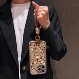 Cute Flower Pattern Lanyard Strap Rope Phone Case For iPhone