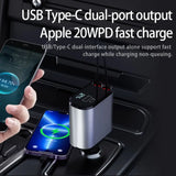 4 IN 1 Car Charger 100W Digital Display Retractable USB Interface for Samsung