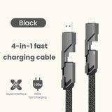 4 in 1 100W Fast Charging USB Type C To USB C / Lighting Cable