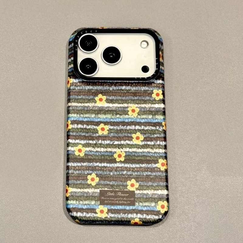 Striped Flower Magnetic Phone Case For iPhone