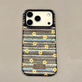 Striped Flower Magnetic Phone Case For iPhone
