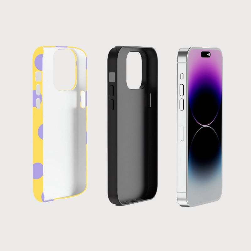 Yellow and Purple Dots 2 in 1 Magnetic Stand Phone Case For iPhone