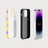 Yellow and Purple Dots 2 in 1 Magnetic Stand Phone Case For iPhone