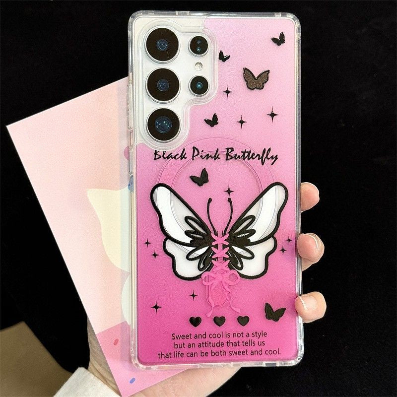 Heart Butterfly Magnetic Phone Case For Samsung
