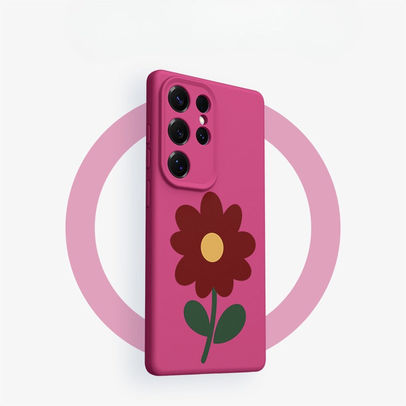 Flower Silicone Phone Case with Lanyard For Samsung