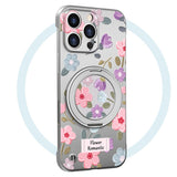 Flower Borderless Magnetic Bracket Phone Case For iPhone