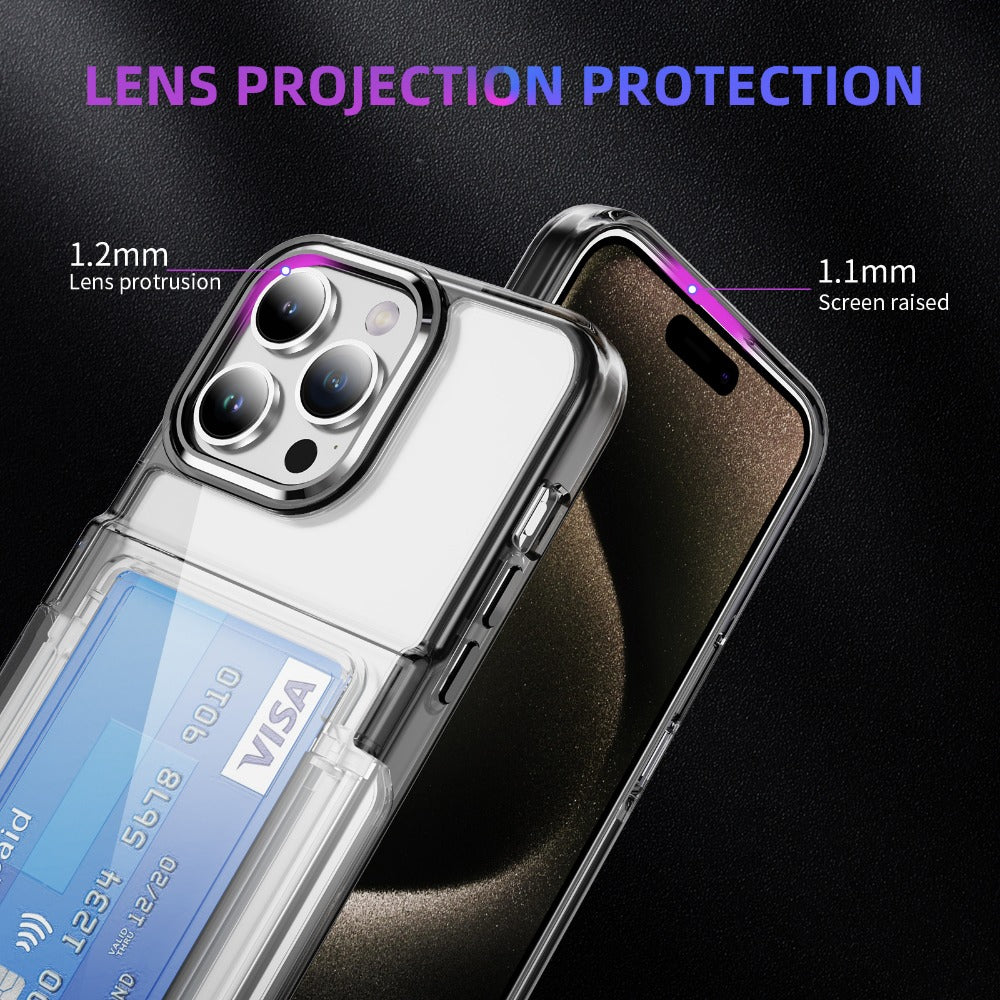 Transparent Card Holder Shockproof Simple Phone Case For iPhone