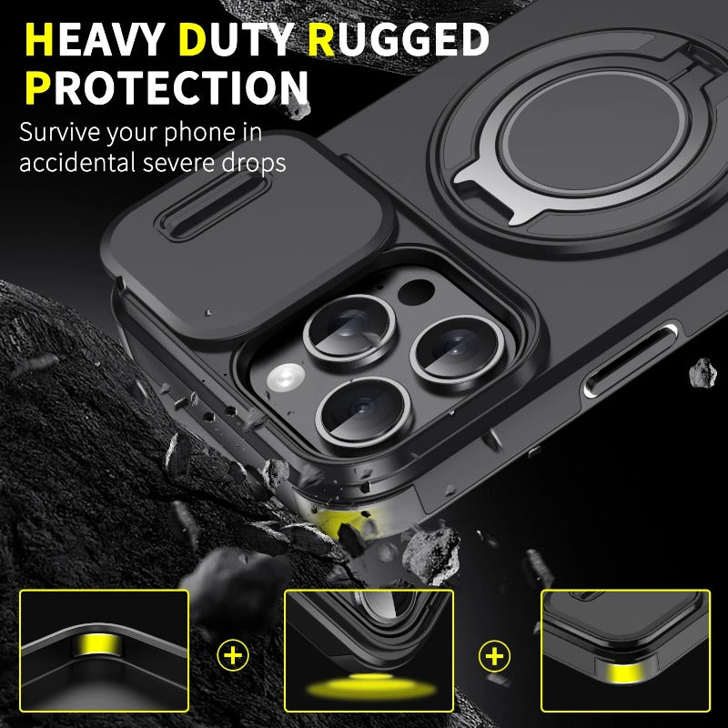 Heavy-duty Rugged Magnetic Ring Stand Case For iPhone