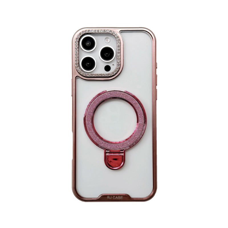 Electroplating Transparent Folding Bracket Mobile Phone Case For iPhone