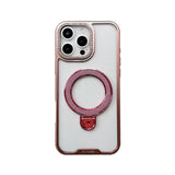 Electroplating Transparent Folding Bracket Mobile Phone Case For iPhone