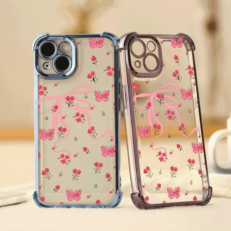 Butterfly Four Corner Anti-drop Lucency Phone Case For iPhone