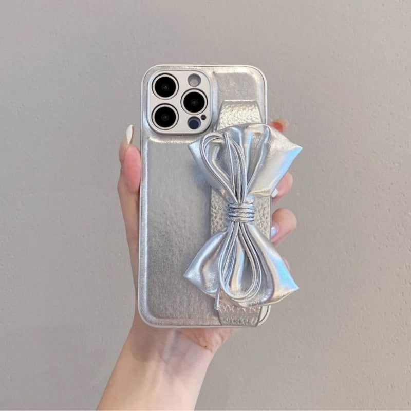 Silver Bow Phone Case For iPhone