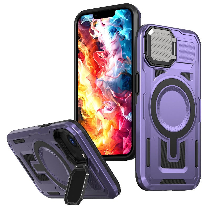 Lens Cover Bracket Anti-fall Magnetic Mobile Phone Case For iPhone
