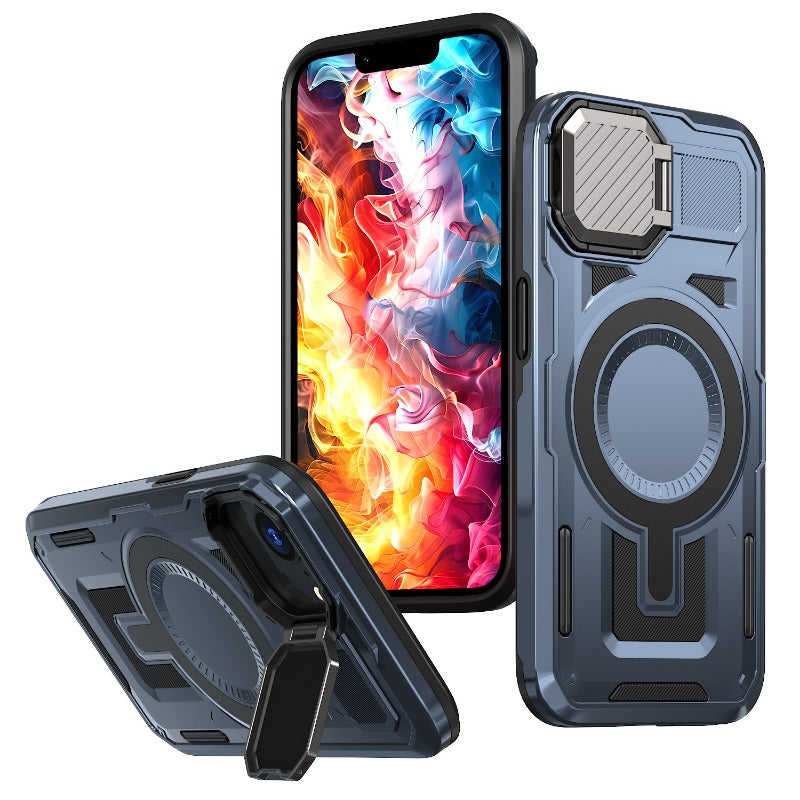 Lens Cover Bracket Anti-fall Magnetic Mobile Phone Case For iPhone
