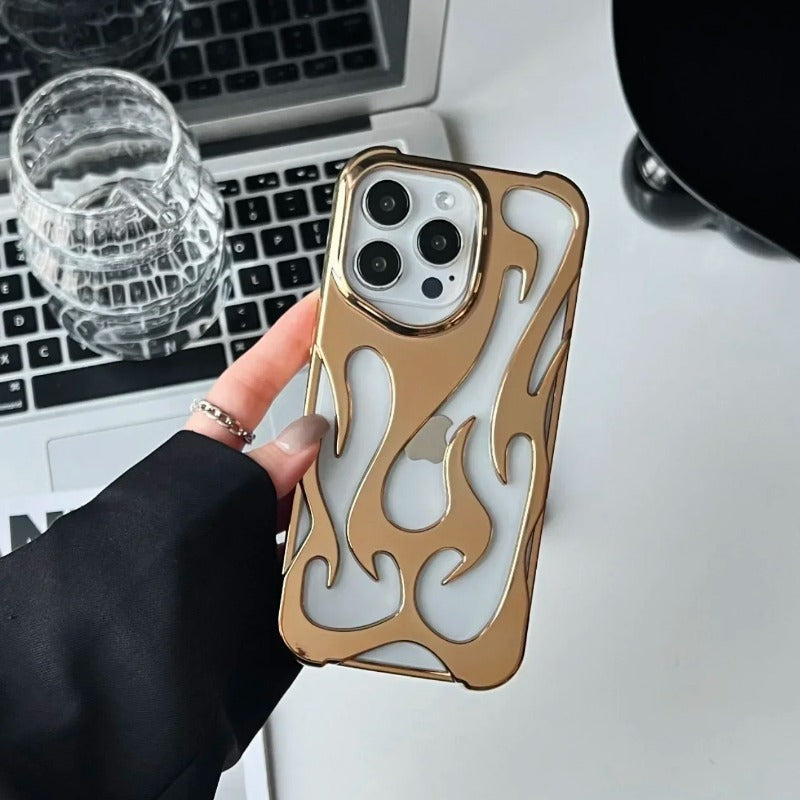 Fashion Matte 3D Hollowed Flame Phone Case For iPhone