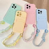 Card Holder with Lanyard Phone Case For iPhone
