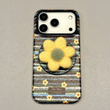Striped Flower Magnetic Phone Case For iPhone