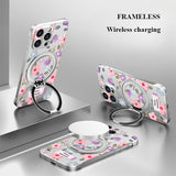 Flower Borderless Magnetic Bracket Phone Case For iPhone
