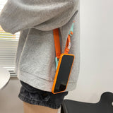 Simple Fluorescent Color Crossbody Phone Case For iPhone