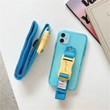 Fluorescent Lanyard Necklace Wrist Strap Holder Case For iPhone