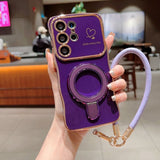 Electroplated Wave Double Heart Large Window Phone Case For Samsung