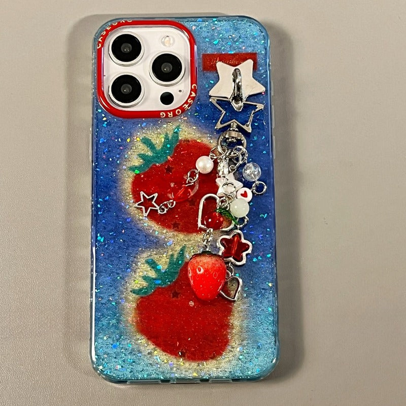 Glitter Strawberry Phone Case For iPhone