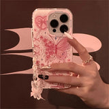 Butterfly Bowknot Rose Pink Phone Case For iPhone