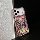 Electroplated Hollowed-out Rhinestone Butterfly Phone Case For iPhone
