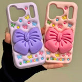 3D Full-Screen Bow Stand Silicone Phone Case For iPhone