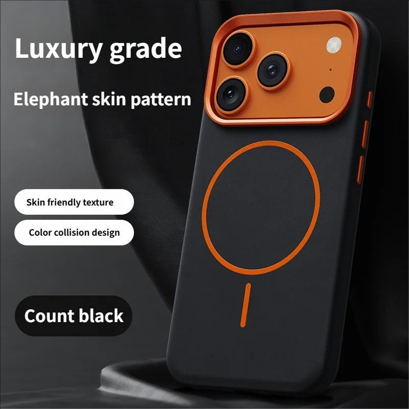 Elephant Leather Texture Simple High-end Magnetic Phone Case For iPhone