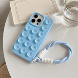 Fashion Cute Candy Liquid Silicone Suction Cup With Wrist Strap Case For iPhone