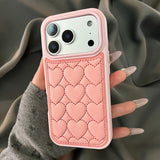 Leather Embossed Heart Phone Case For iPhone
